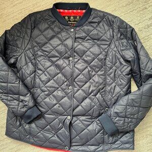 Barbour women's  quilted bomber jacket in navy blue